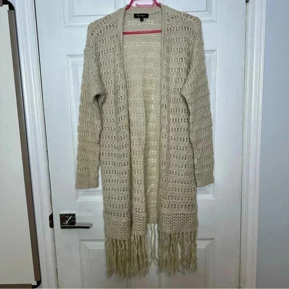 Lily Morgan  Knit Cardigan Boho Cream Size Large - Picture 1 of 16